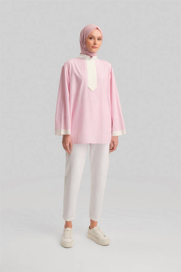 Armine Grograin and Stone Striped Shirt 24Y3556 Pink - 1