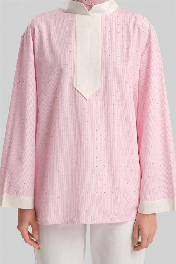 Armine Grograin and Stone Striped Shirt 24Y3556 Pink - 5