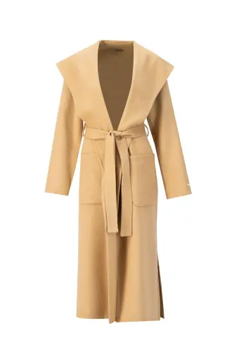 Armine Handmade Kapüşonli Manto 24K8109 Camel - 6