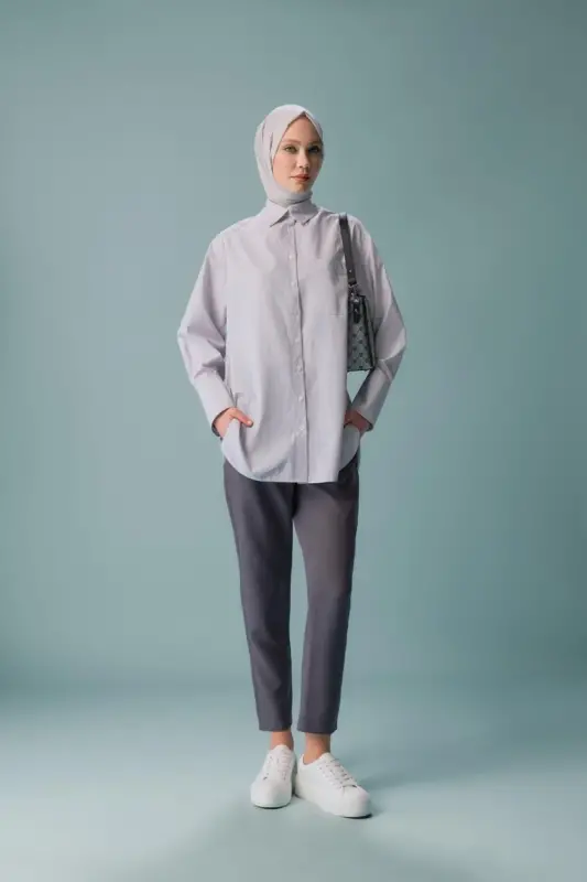 Armine High Waist Carrot Trousers Ort2518 Gray - ARMINE