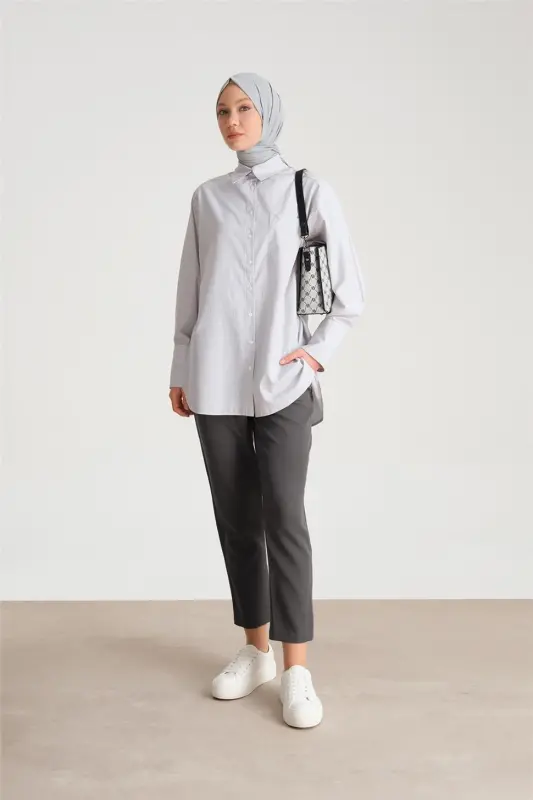 Armine High Waist Carrot Trousers Ort2518 Gray - 2