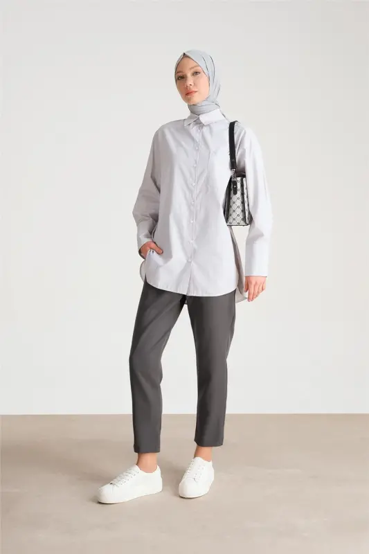 Armine High Waist Carrot Trousers Ort2518 Gray - 3