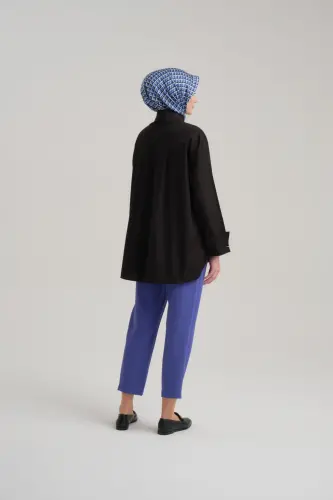 Armine High Waist Carrot Trousers Ort2518 Purple-Navy Blue - 3