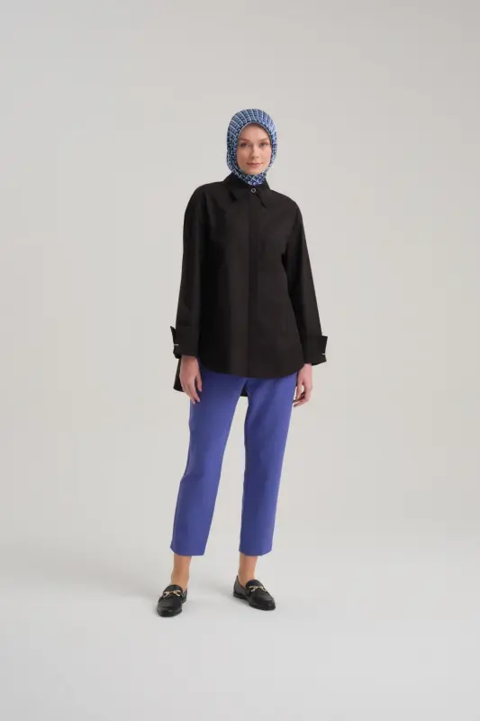Armine High Waist Carrot Trousers Ort2518 Purple-Navy Blue - 1