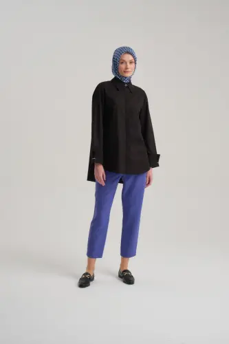 Armine High Waist Carrot Trousers Ort2518 Purple-Navy Blue - 2