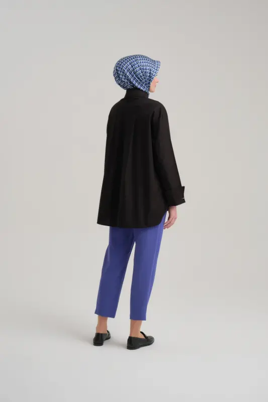 Armine High Waist Carrot Trousers Ort2518 Purple-Navy Blue - 3