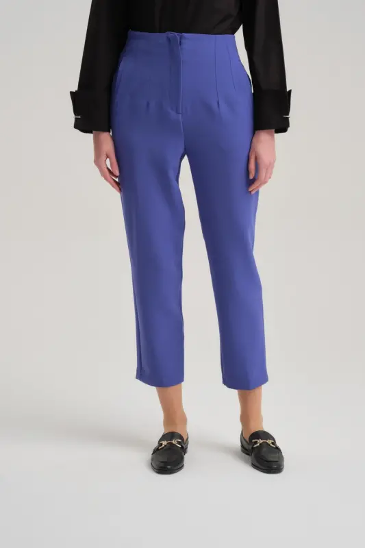 Armine High Waist Carrot Trousers Ort2518 Purple-Navy Blue - 4
