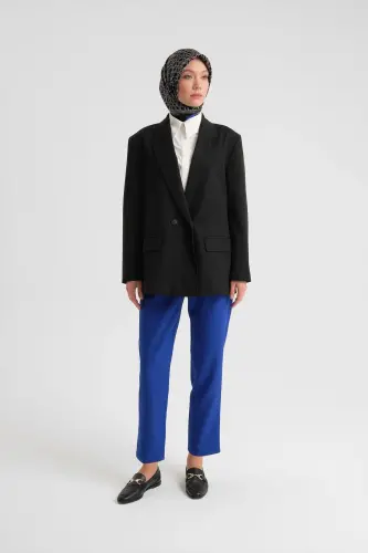 Armine High Waist Carrot Trousers Ort2518 Sax - 1