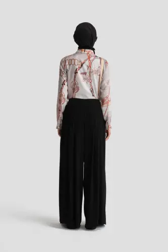 Armine Yüksek Bel Pliseli Pantolon 24K2700 Siyah - ARMINE (1)