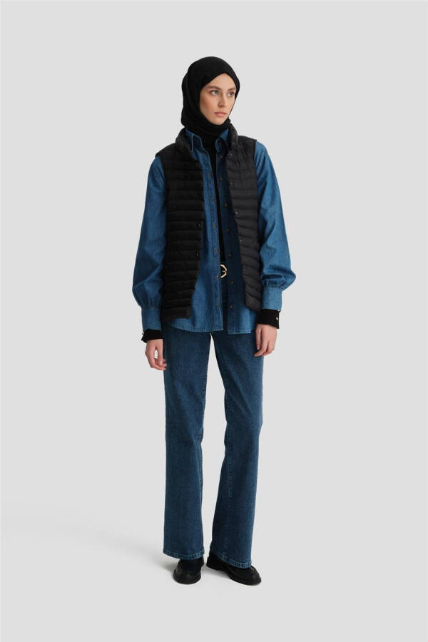 Armine ingich kapitone yelek 24KD7526 qora - 11