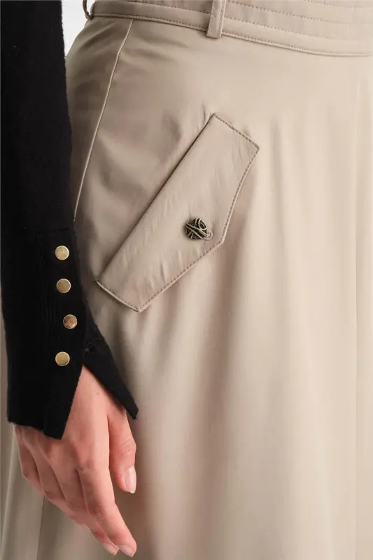 Армине Юбка-Клеш с Грубой Строчкой 24K1712 Камень - 5