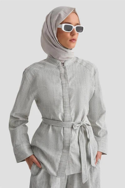 Armine Kalın Çizgili Pamuk Takım 24K6853 İndigo - 10