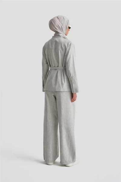 Armine Kalın Çizgili Pamuk Takım 24K6853 İndigo - 7