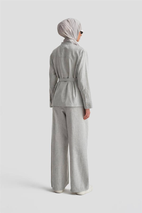 Armine Kalın Çizgili Pamuk Takım 24K6853 İndigo - 7