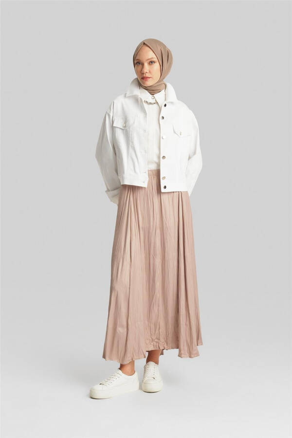 Armine Kırışık Görünümlü Pileli Etek 24Yd5601 Bej - 1