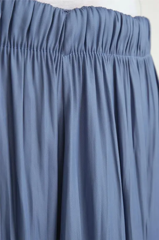 Armine Kırışık Görünümlü Pileli Etek 24Yd5601 Gece Mavisi - 5