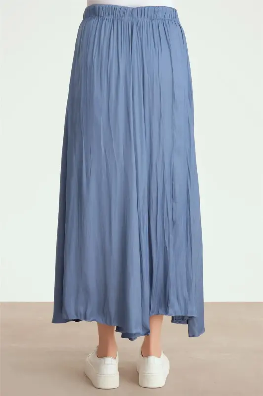 Armine Kırışık Görünümlü Pileli Etek 24Yd5601 Gece Mavisi - 6