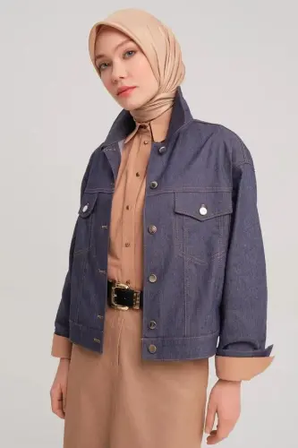 Armine Kısa Denim Ceket 24Y5405 Lacivert - 4