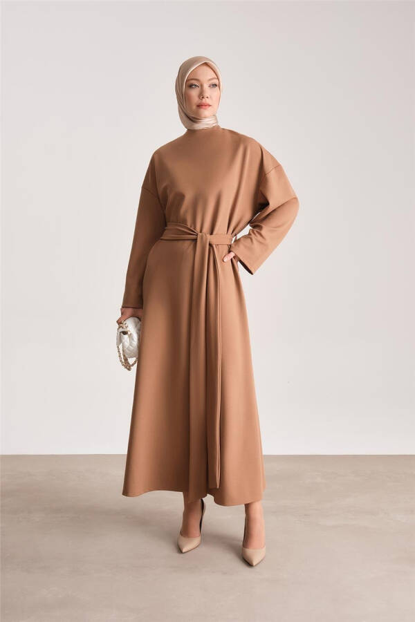 Armine Knit Waist Tie-Up Dress ORT9727 Camel - 7