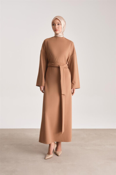 Armine Knit Waist Tie-Up Dress ORT9727 Camel - 8