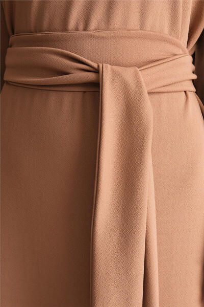 Armine Knit Waist Tie-Up Dress ORT9727 Camel - 9