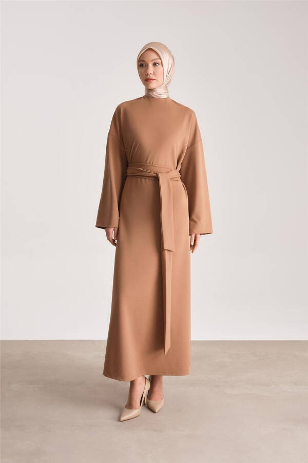 Armine Knit Waist Tie-Up Dress ORT9727 Camel - 3