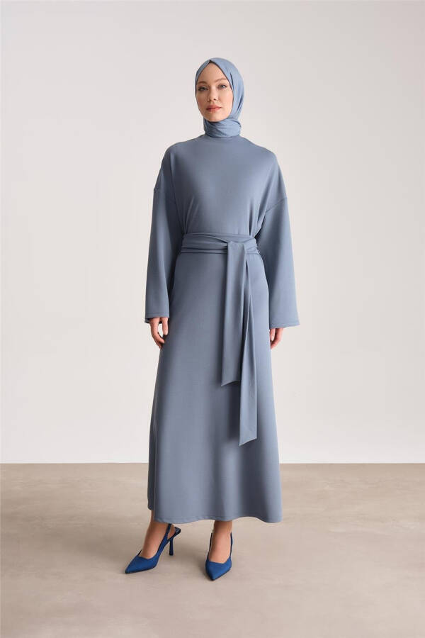 Armine Knit Waist Tie-Up Dress ORT9727 Indigo - 3