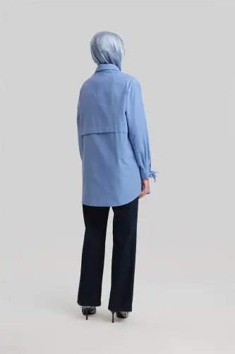 Armine Kol Detaylı Gömlek 23K3441 Açık Mavi - 6