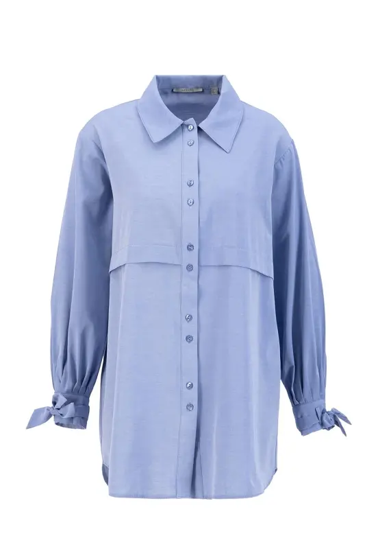 Armine Kol Detaylı Gömlek 23K3441 Lacivert - ARMINE