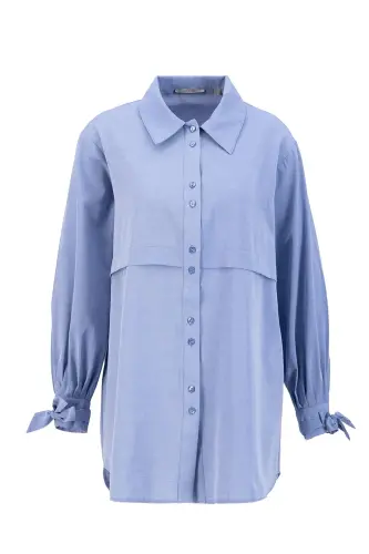 Armine Kol Detaylı Gömlek 23K3441 Lacivert - 1
