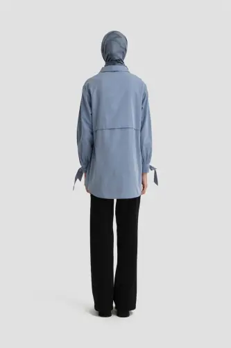 Armine Kol Detaylı Gömlek 23K3441 Lacivert - 6