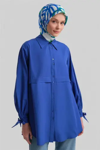 Armine Kol Detaylı Gömlek 23K3441 Saks - 4