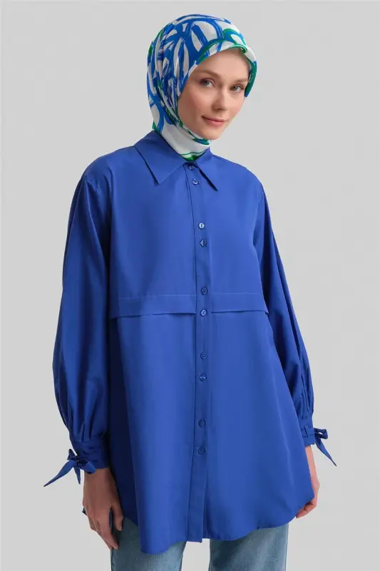 Armine Kol Detaylı Gömlek 23K3441 Saks - 4
