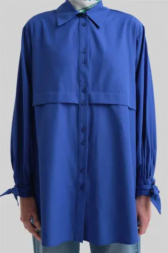 Armine Kol Detaylı Gömlek 23K3441 Saks - 5