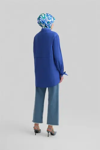 Armine Kol Detaylı Gömlek 23K3441 Saks - 6