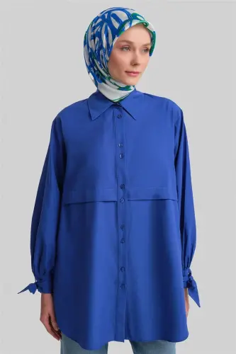 Armine Kol Detaylı Gömlek 23K3441 Saks 