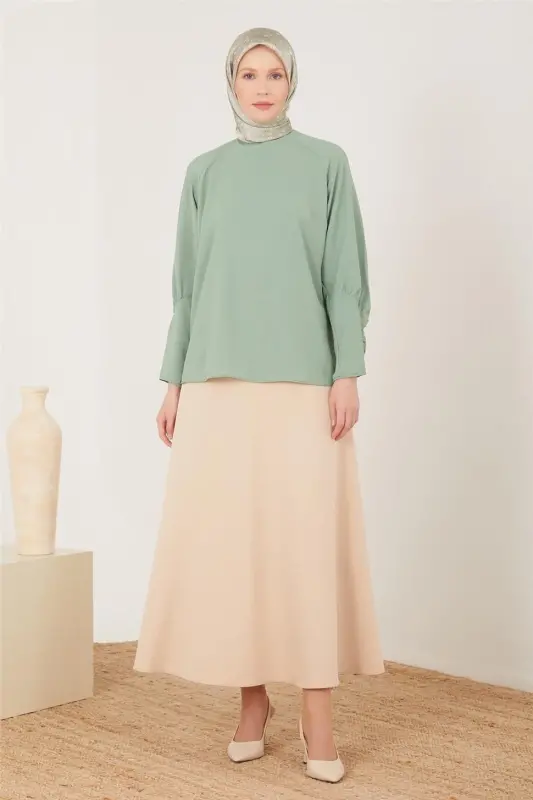 Armine Kolu Büzgü Detaylı Bluz 23Y3230 Yeşim - 1