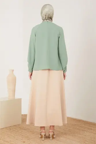 Armine Kolu Büzgü Detaylı Bluz 23Y3230 Yeşim - 4