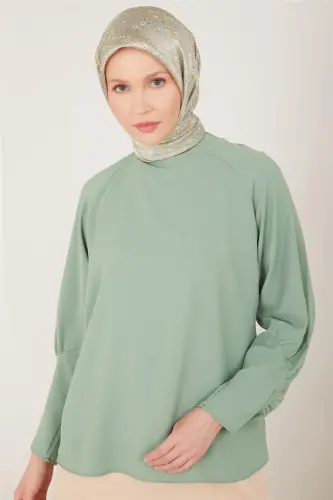 Armine Kolu Büzgü Detaylı Bluz 23Y3230 Yeşim - ARMINE (1)
