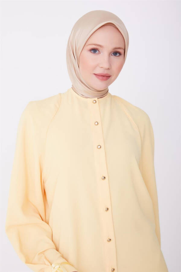 Armine Kolu Kurdeli Yarım Reglan Gömlek 23Y3334 Kavun - 6