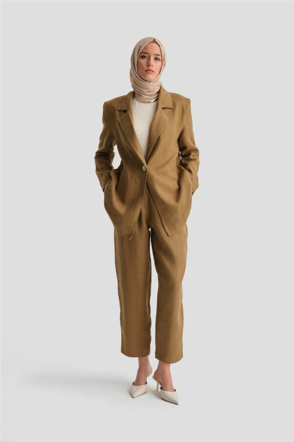 Armine Linen Jacket Suit (24K6821) Camel - 10