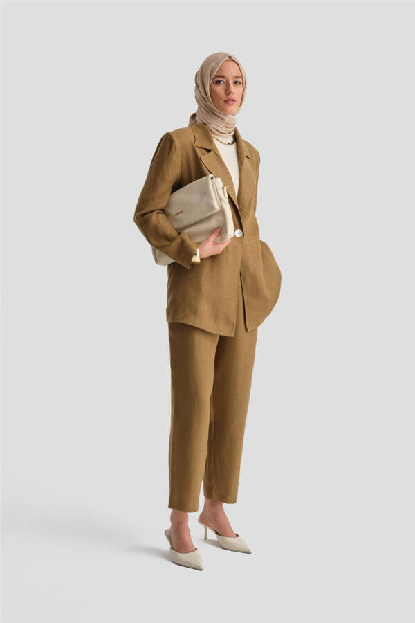 Armine Linen Jacket Suit (24K6821) Camel - 11