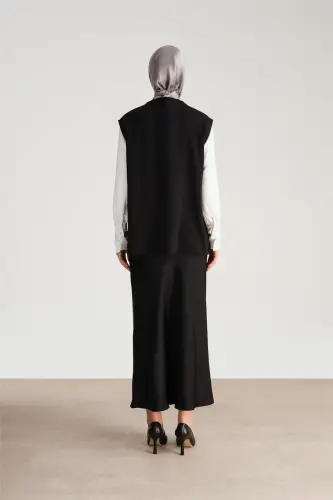 Armine Logo Yapıştırmalı Saten Bluz 24Y3512 Siyah - 5