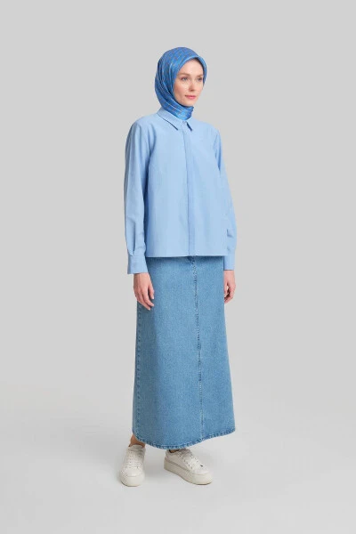 Armine Manjetli Logo Basic Ko'ylak 24Y3522 Kulrang Movi - 5