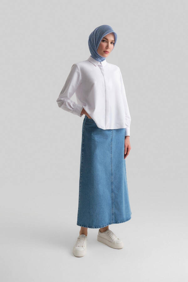 Armine Manjetli Logo Basic Ko'ylak 24Y3522 Oq - 1