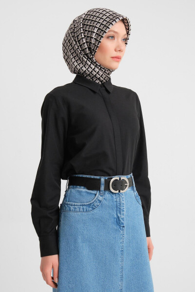 Armine Manşeti Logolu Basic Gömlek 24Y3522 Siyah - 10