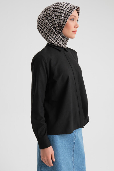 Armine Manşeti Logolu Basic Gömlek 24Y3522 Siyah - 3