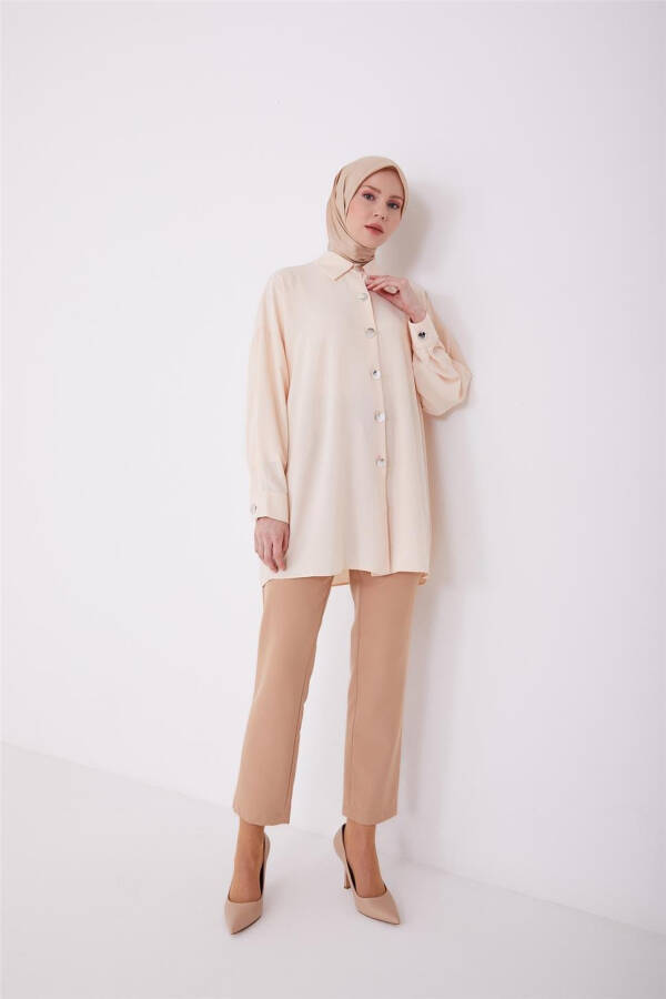 Armine Metal Button Front Shirt 23Y3000 Nude - 7