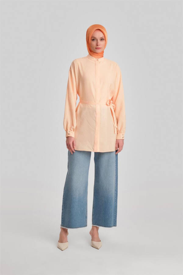 Armine Mother-of-Pearl Buttoned Belted Shirt 24Y3545 Peach - 2