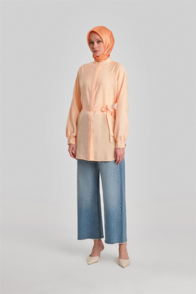 Armine Mother-of-Pearl Buttoned Belted Shirt 24Y3545 Peach - 3